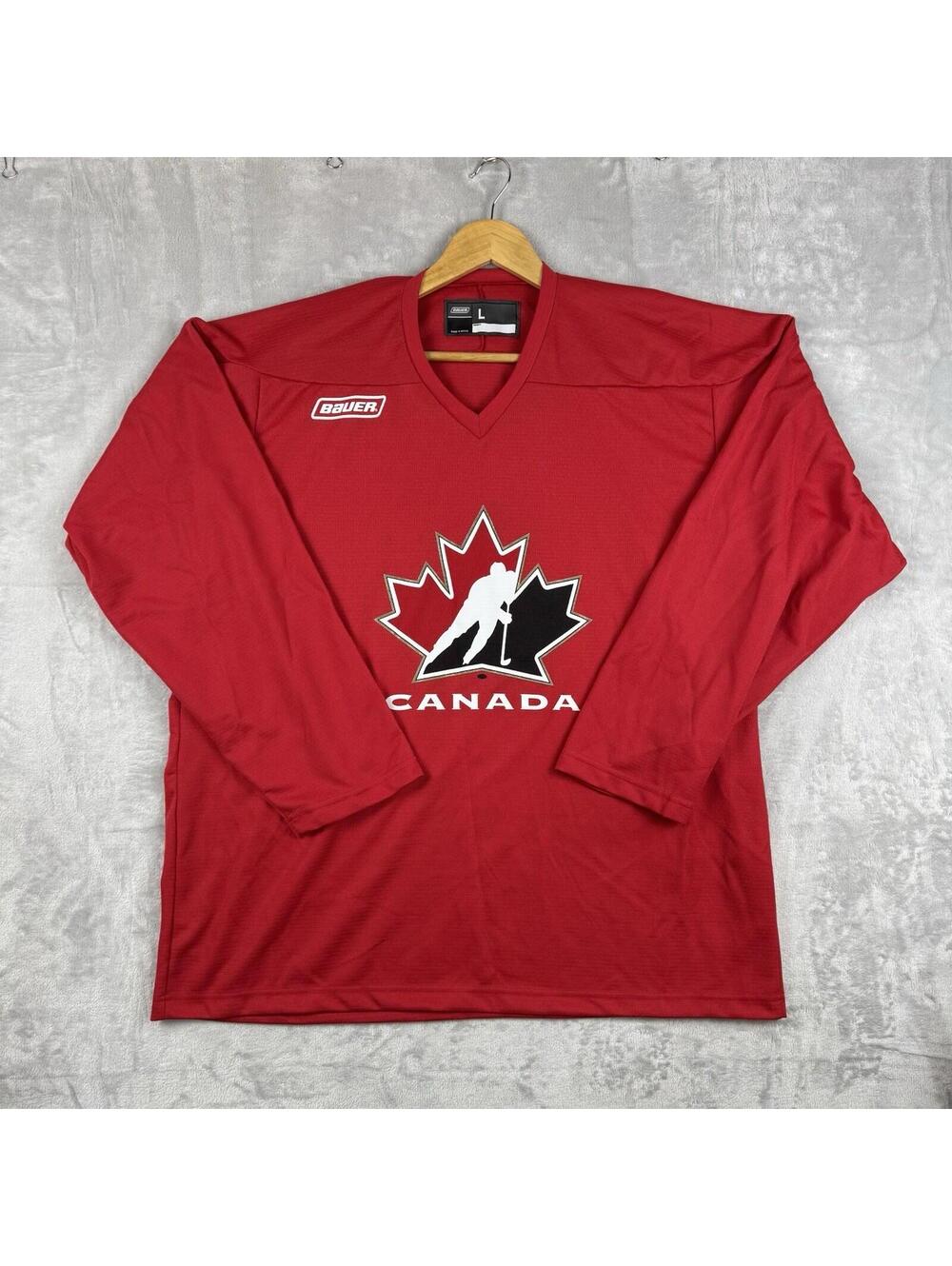 Bauer Team Canada Hockey Practice Jersey Men's Large Red Sporty Fan Apparel Y2K